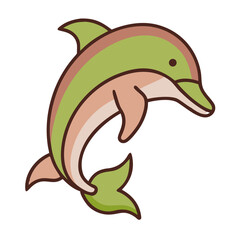 Obraz premium Cute cartoon vector dolphin illustration in the sea