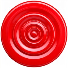 Vibrant Red Circular Object with Concentric Rings on White Background.