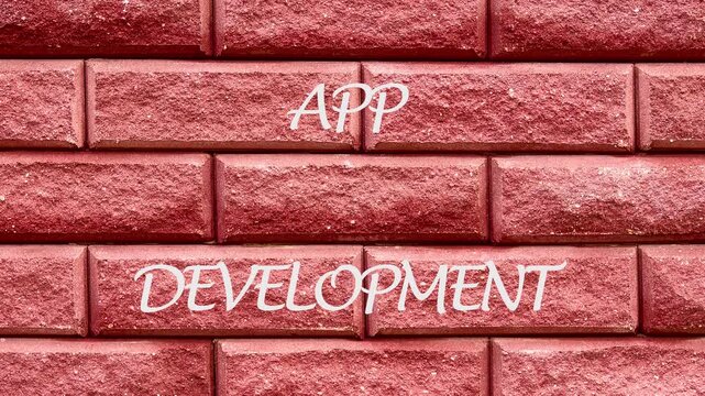 Animation of words APP DEVELOPMENT. This segment showcases the integration of animation in app development to enhance business effectiveness and presents innovative technology concepts