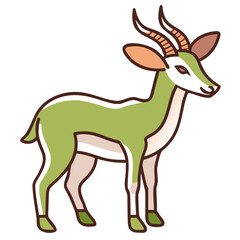 Fototapeta premium Cute brown deer cartoon illustration with antlers isolated on a white background featuring a wild mammal stag silhouette for nature and wildlife design