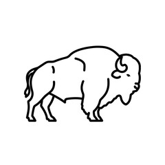 Minimalist Black and White Buffalo Line Art Illustration for Nature and Wildlife Projects