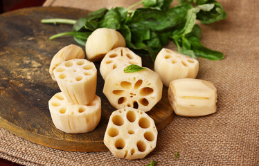 Fototapeta premium lotus root and seeds, a traditional Asian food