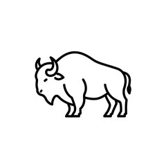 Fototapeta premium Minimalist Black and White Line Drawing of a Bison for Educational Presentation
