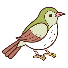 Fototapeta premium Cartoon bird sitting on a branch illustration