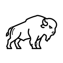 Fototapeta premium Minimalist Black and White Line Drawing of a Bison for Creative Design Use