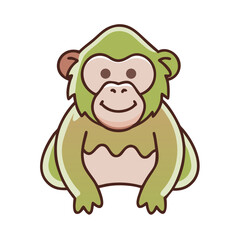 Fototapeta premium Cute cartoon monkey illustration with happy expressions