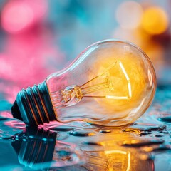 Captivating Light Bulb Showcase in a Vibrant Studio Environment