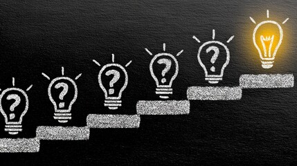 Light Bulb Steps Representing Ideas in a Creative Business Environment