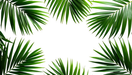 Palm fronds framing a black space, creating a natural border