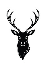 Tribal horn-patterned deer silhouette ideal for expressive cultural vector graphics.