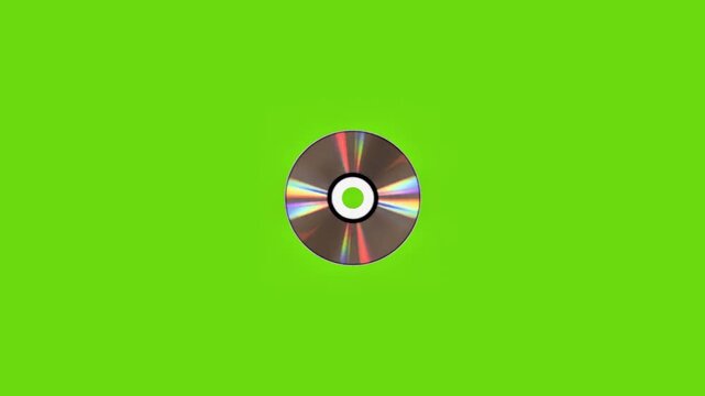 Shiny CD with rainbow reflections on green background