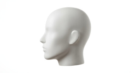 A white mannequin head is visible against a plain background, the image has some areas of reduced clarity in the visual details