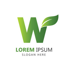 Letter W Leaf Logo Template for Branding