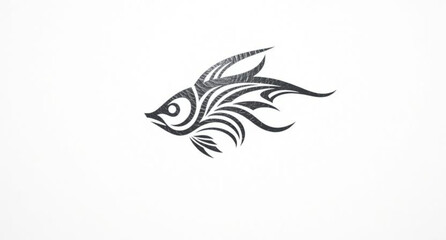 Black and white butterfly silhouette illustration on a white background featuring a tribal nature design with fish and dragon pattern shapes for a tattoo logo icon or vector art symbol