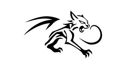 Black and white tribal horse head and wild dragon vector illustration featuring a black silhouette mascot design for an animal symbol logo or nature pattern art sign