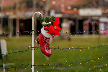 Ice rink in Fonyod, Hungary. A cute skating place next to Lake Balaton in winter