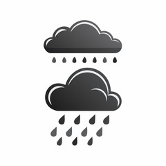 Weather Icons Featuring Black Cloud and Rain Variations Isolated on White Background Design Elements for Meteorology Climate Concepts and Simple Style Symbol