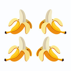 Four Yellow Banana Peels Arranged on a White Background with Playful Simplicity a Detailed Focus on Texture and Color Perfect for Food Themed Projects and Tropical Vibes