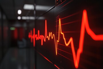 Digital heart rate monitor displaying vital signs in a clinical setting at night