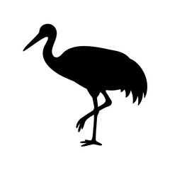 Fototapeta premium Silhouette of a Heron Standing on One Leg Against a White Background