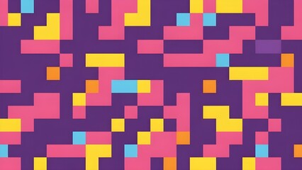 Vibrant Retro Pixel Art Pattern Background with Colorful Geometric Shapes