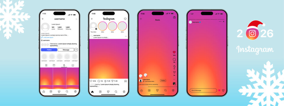  instagram mockup social media template , new update instagram post mock up , frame social network, Instagram moc kup with mobile phone.