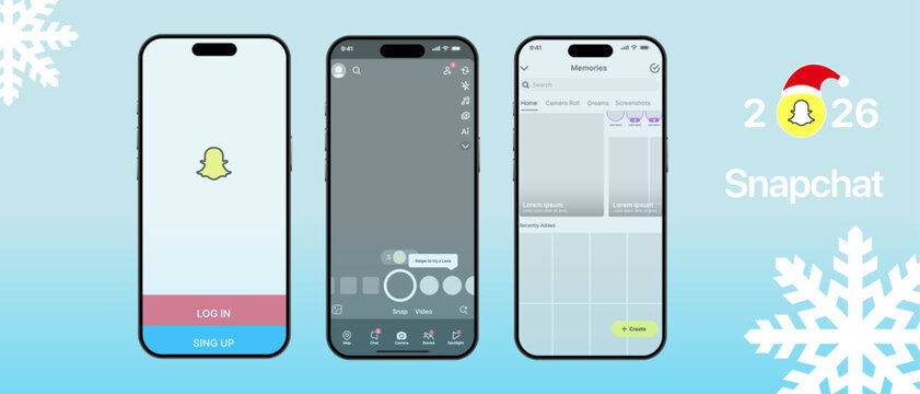 Snapchat app. Screen Intrace Mockup. Snapchat mockup. Snapchat mockup template frame with iPhone 16 pro Max mock up design.