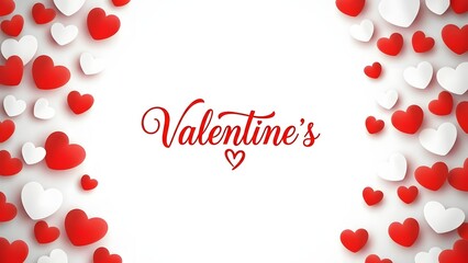 Red and white hearts border with Valentines Day text love