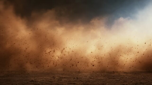 Abstract background with fire particles and sparks, smoke, debris and noise after natural disaster, catastrophe or bomb explosion, war, military operation concept, backdrop for design war game.