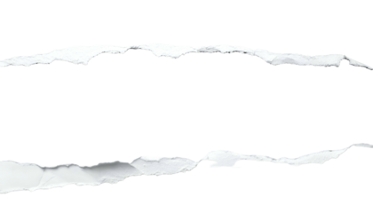 Torn white paper strips reveal black void. Jagged edges create a textured, abstract background