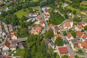 Das N&uuml;rnberger Land rund um die Ortschaft Vorra an der Pegnitz aus der Vogelperspektive