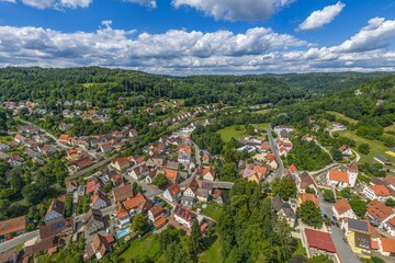 Das N&uuml;rnberger Land rund um die Ortschaft Vorra an der Pegnitz aus der Vogelperspektive