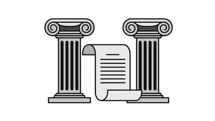 Obraz premium Ancient Pillars Holding a Scroll of Law.