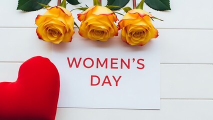 Women's day celebration with roses and heart