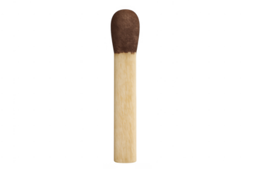 Wooden matchstick standing vertically with brown tip