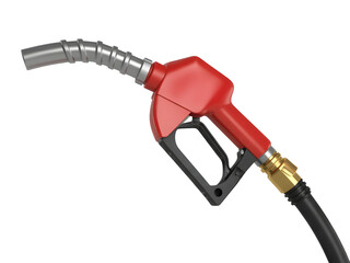 A red petrol nozzle with transparent background 