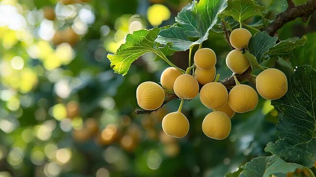 fresh immature ginkgo nuts tree food video