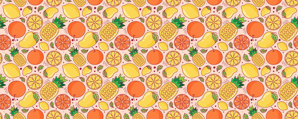 tropical fruits seamless Pattern Background - 1