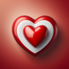 Layered Red Heart Emblem &ndash; Glossy 3D Love Symbol with Depth
