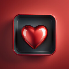 Glossy Red Heart App Icon &ndash; Modern Love & Like Button Design
