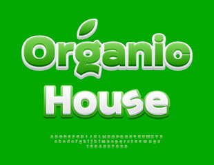 Vector Healthy icon Organic House. Modern Creative Font. Artistic Digital Alphabet Letters and Numbers set