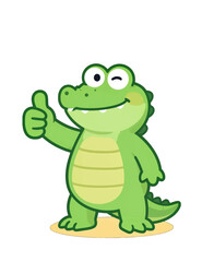 Obraz premium Cute Cartoon Alligator Giving Thumbs Up