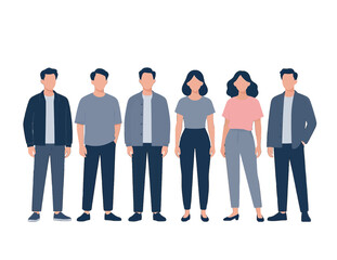 Fototapeta premium Group of diverse casual people standing together.