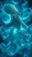 light flow artwork of an octopus
