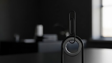 Sleek Black USB Drive or Key Fob in a Modern Minimalist Setting.