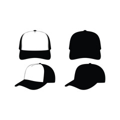 Black trucker hat vector flat illustration design.