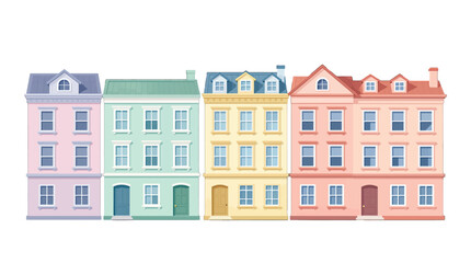 Fototapeta premium Row of Colorful Four-Story Townhouses