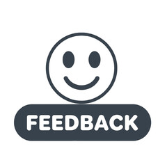 Fototapeta premium Smiling face icon above feedback text label