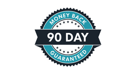Obraz premium Ninety day money back guaranteed seal or badge for customer satisfaction and product quality assurance in marketing.