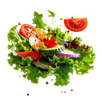 Fresh and vibrant salad with mixed greens, tomatoes, cucumber, and red onion
